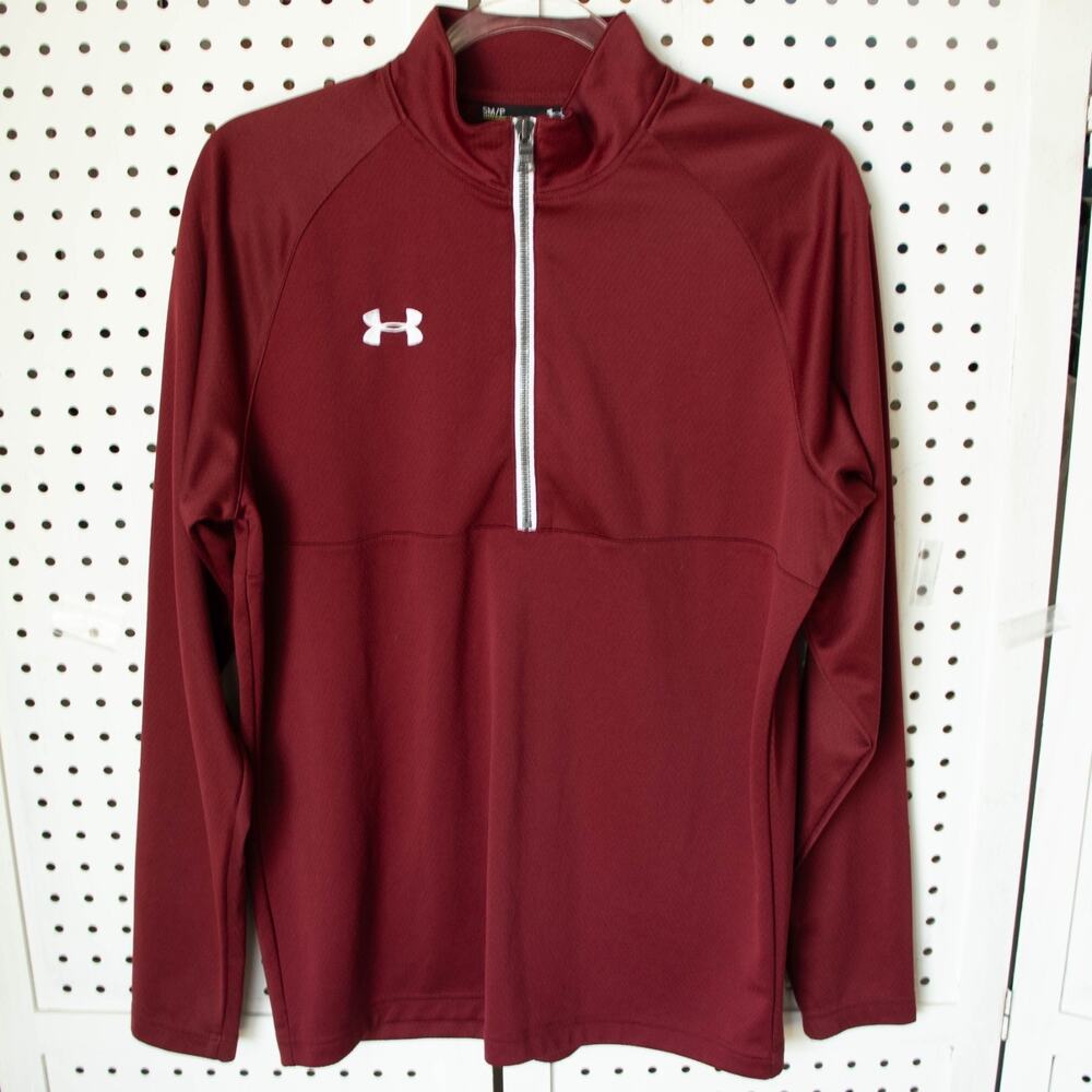 Under Armour Command Mens SIZE Small Loose Quarter‎ Zip Pullover Red Maroon